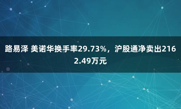 路易泽 美诺华换手率29.73%，沪股通净卖出2162.49万元
