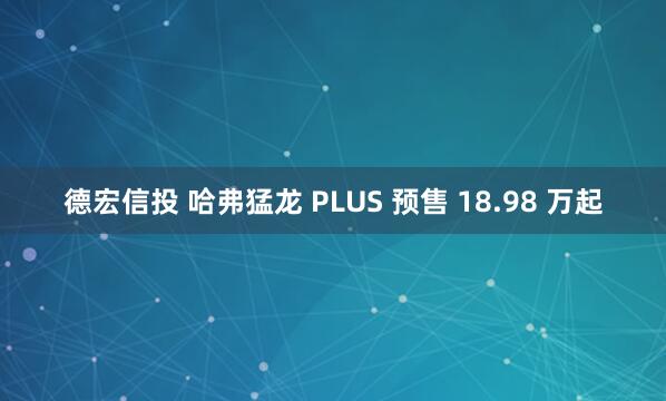 德宏信投 哈弗猛龙 PLUS 预售 18.98 万起